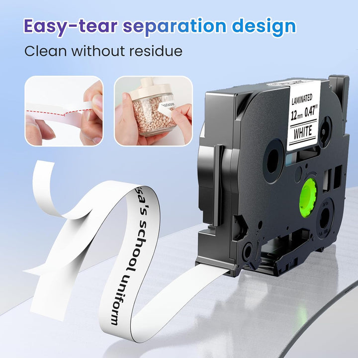 Markurlife TZe Tz Tape 12mm 0.47 Laminated Durable Label Maker Tape TZE131 TZE231 TZE335 TZE531 TZE6