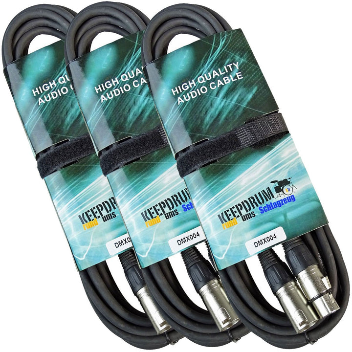 keepdrum 3x DMX Kabel 3-pol XLR Steuerkabel 100-Ohm 10m Schwarz, 10m Schwarz