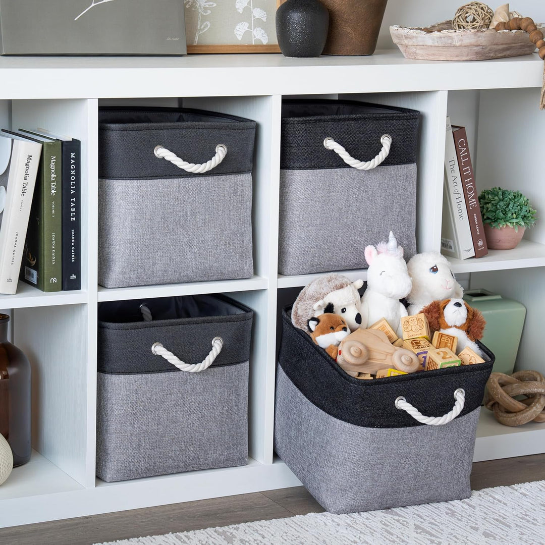 OrganiHaus Aufbewahrungsbox 30x30cm 3er-Set, Würfelkörbe aus Stoff mit Seilgriffen, Faltbare Aufbewa