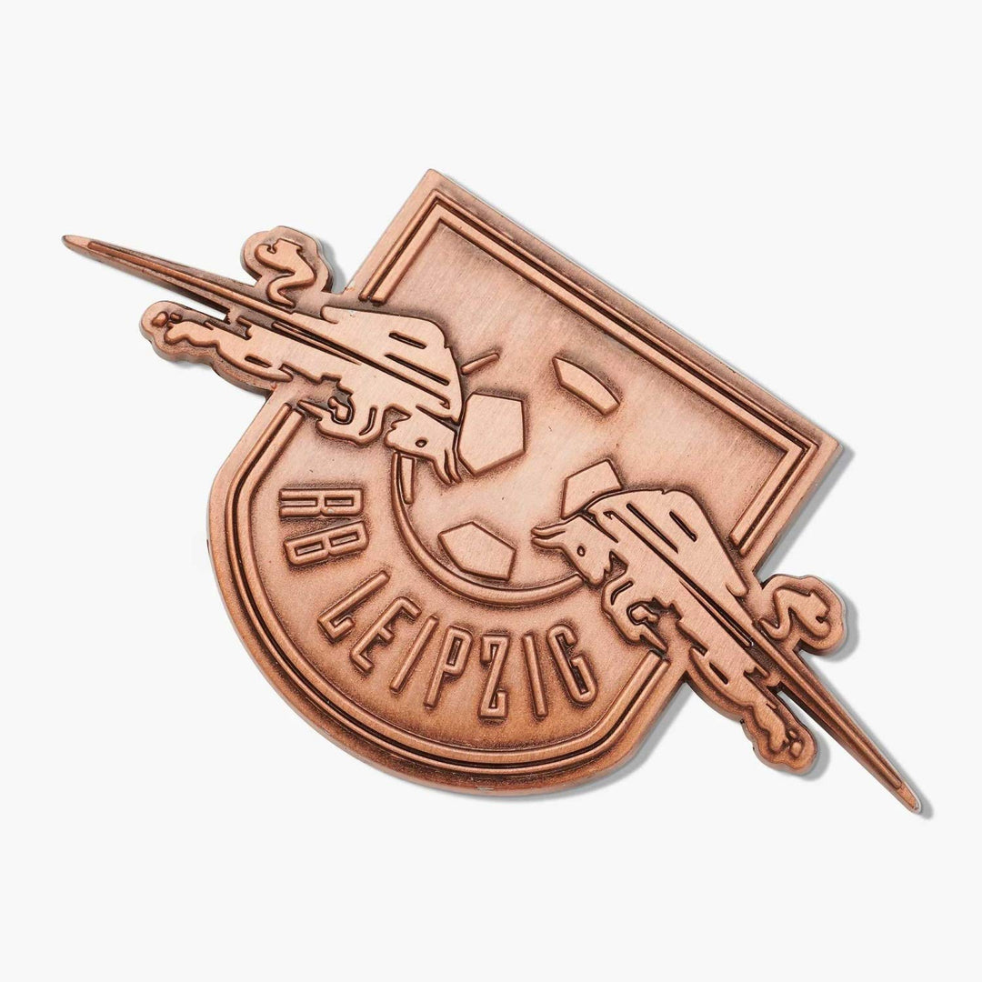 RB Leipzig Magnet - Logo Shine - bronzefarbener RBL Kühlschrankmagnet - Plus Lesezeichen Wir lieben