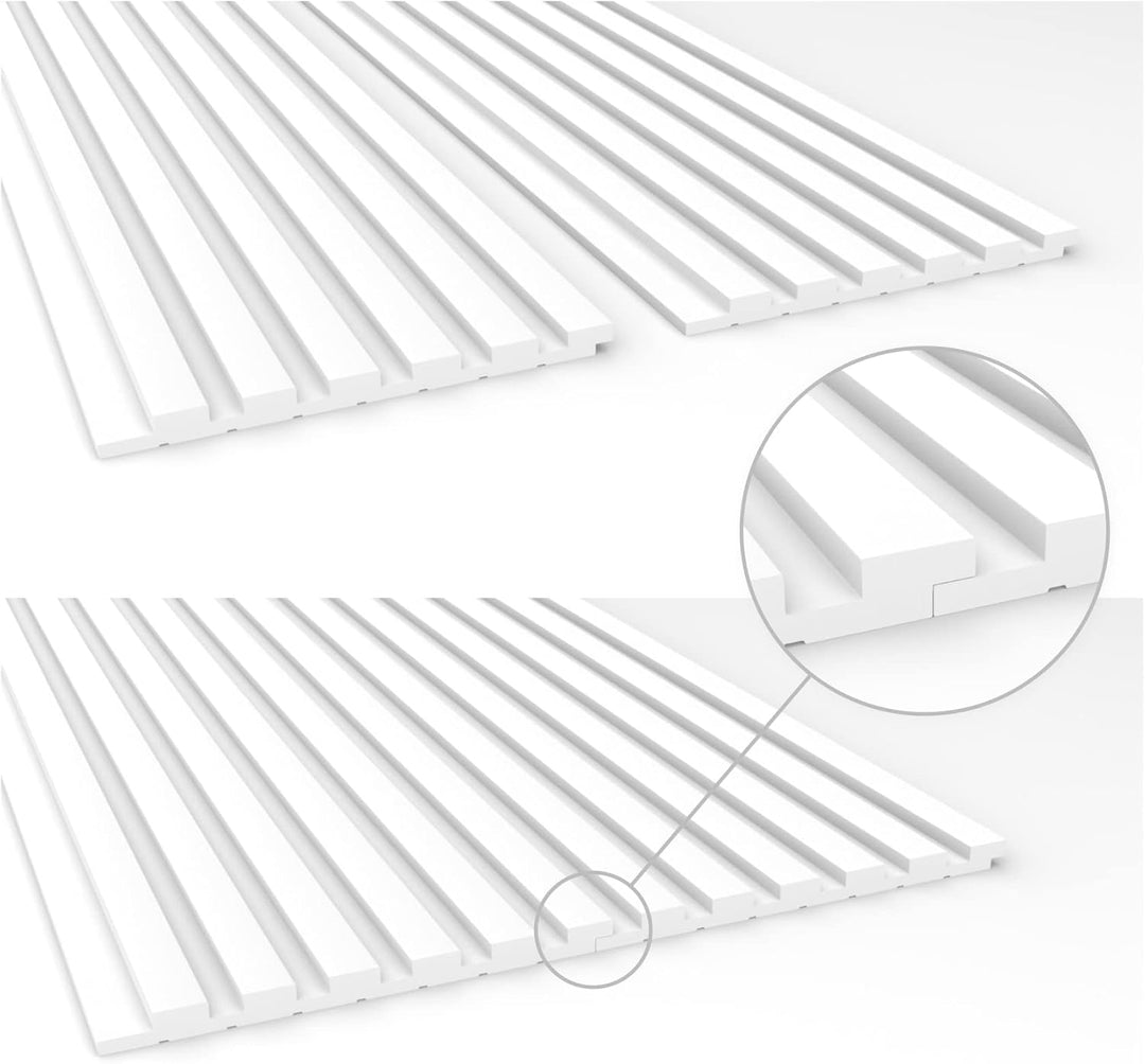 HEXIMO Lamellenwand (3.67 m²) aus XPS - Lamellen Wandpaneele Lamellenverkleidung Akustikpaneele weis
