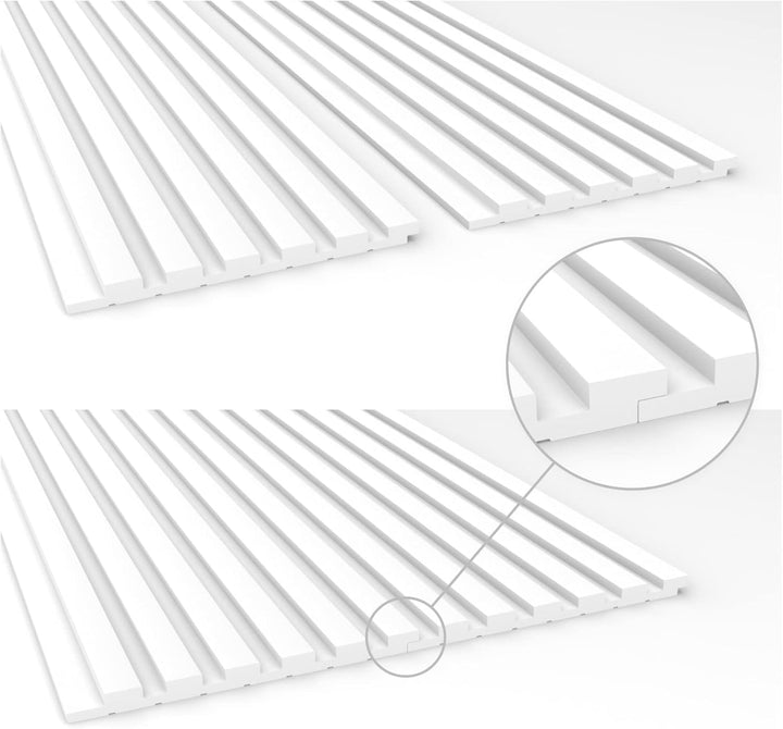 HEXIMO Lamellenwand (3.67 m²) aus XPS - Lamellen Wandpaneele Lamellenverkleidung Akustikpaneele weis