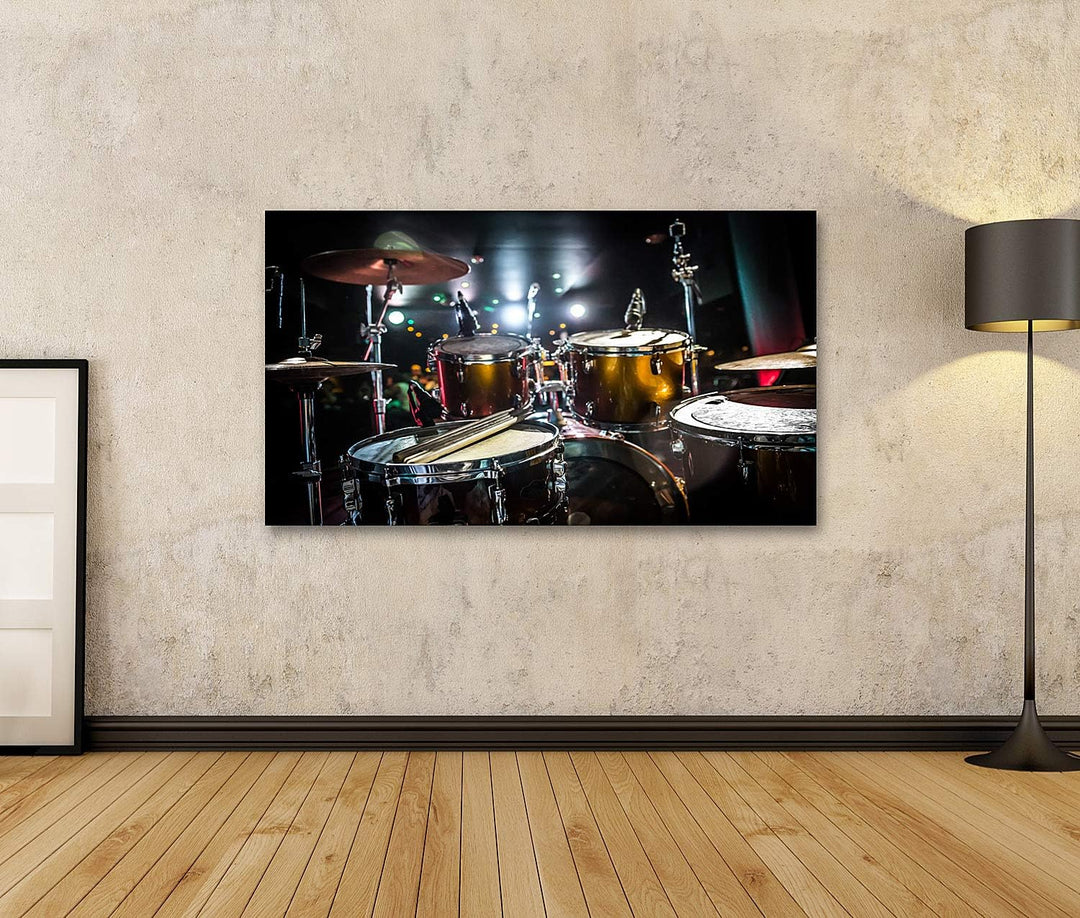 islandburner Bild auf Leinwand Schlagzeug Auf Bühne Scheinwerfer Im Hintergrund Bilder Wandbilder Po