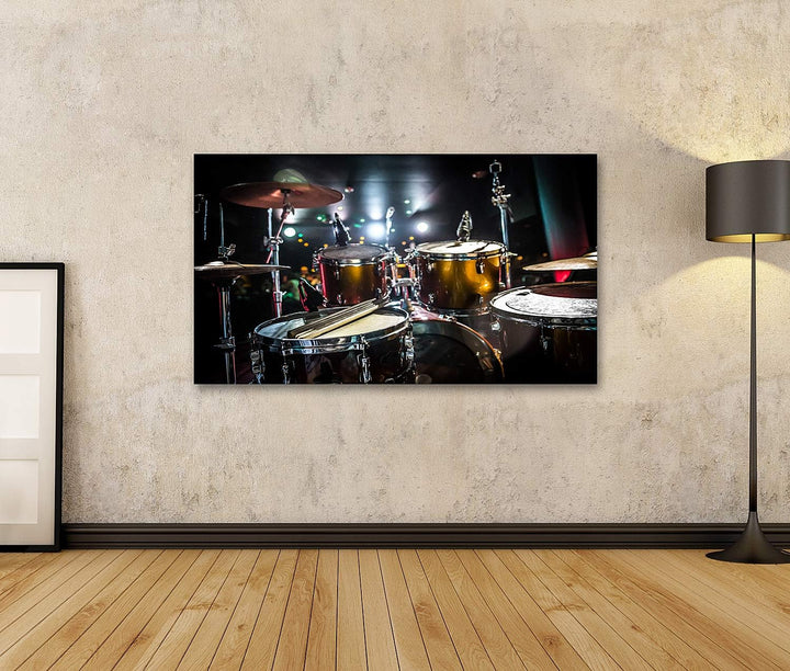 islandburner Bild auf Leinwand Schlagzeug Auf Bühne Scheinwerfer Im Hintergrund Bilder Wandbilder Po