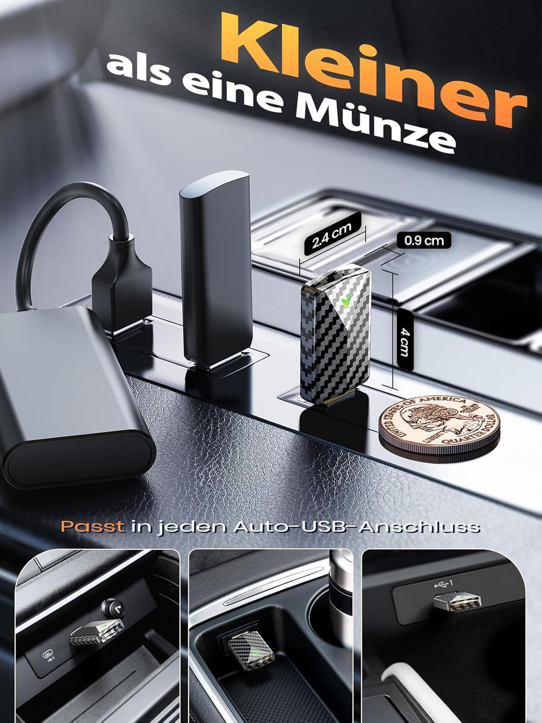 Mini CarPlay Wireless Adapter für Apple CarPlay, Android Auto Adapter für Auto GPS Navigation, Karbo