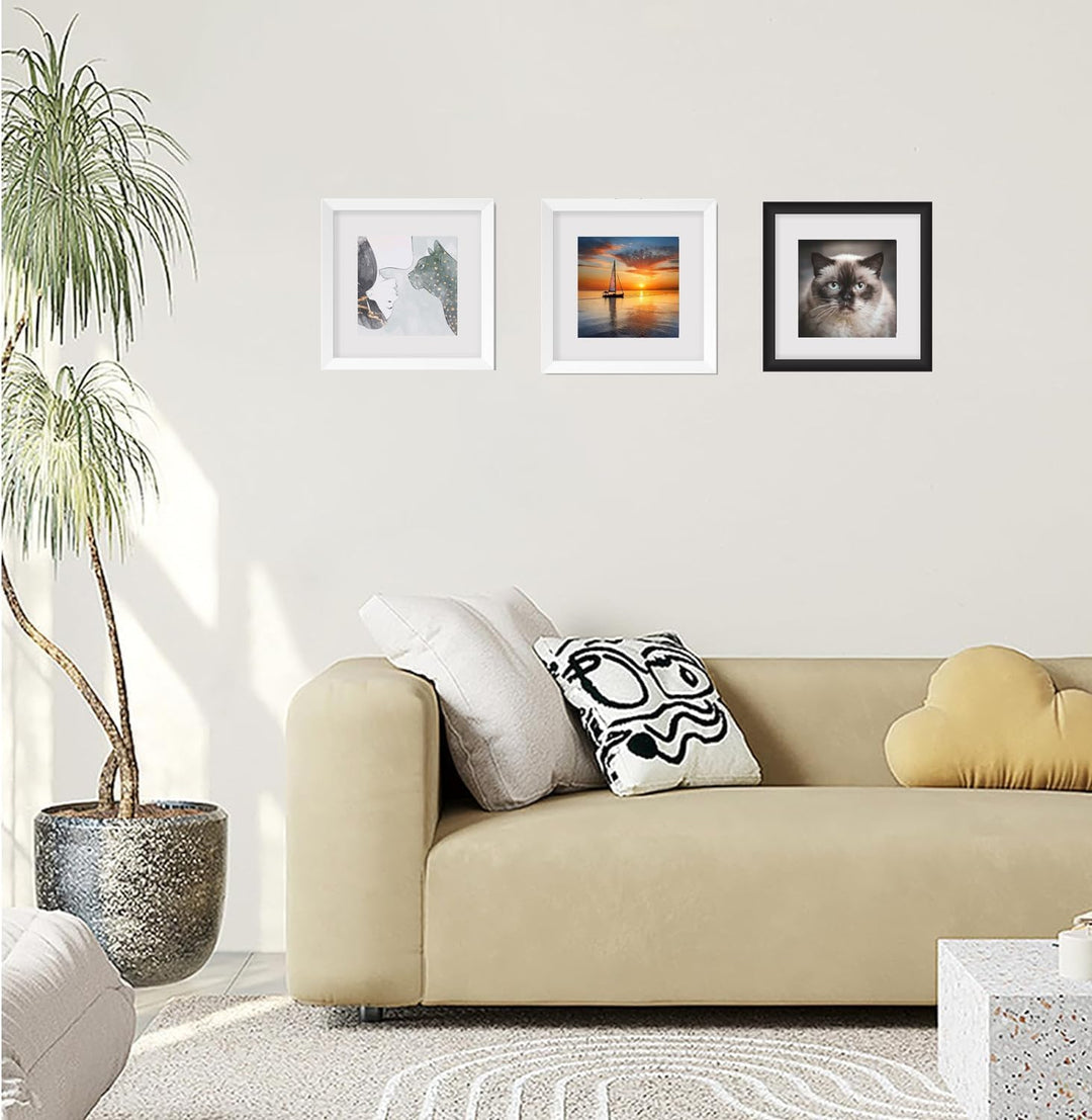 Bilderrahmen 25x25cm mit Passepartout Fotorahmen mit Acrylglas zum Senkrechten Oder Waagerechten Auf