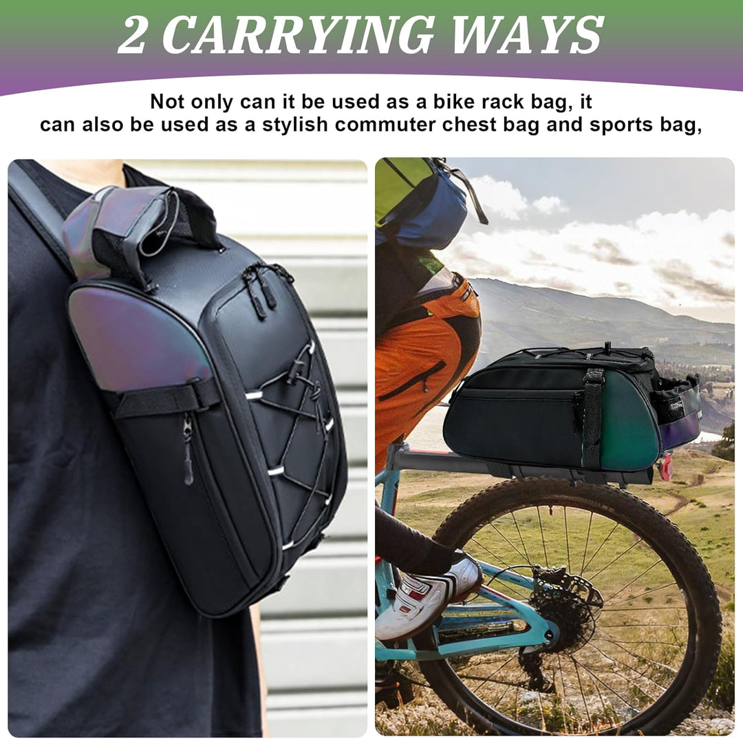 Fahrradtasche für Gepäckträger 10L Satteltaschen für Fahrrad Gepäckträgertasche Wasserdicht Reflekti