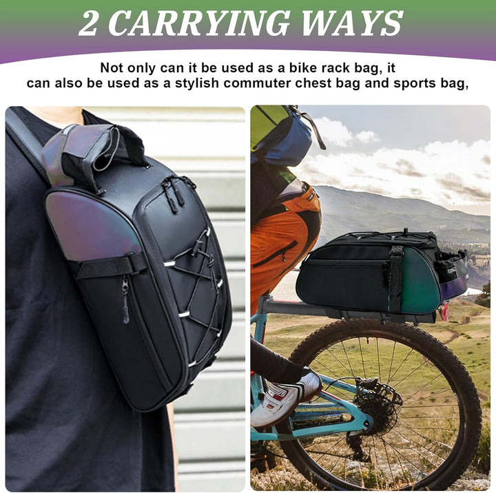 Fahrradtasche für Gepäckträger 10L Satteltaschen für Fahrrad Gepäckträgertasche Wasserdicht Reflekti