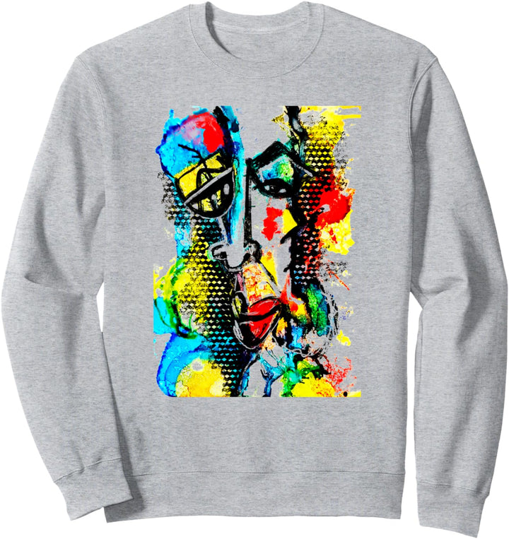 Abstrakte lustige Gesichtsbemalung Rot Blau Graffiti Pop Art Sweatshirt