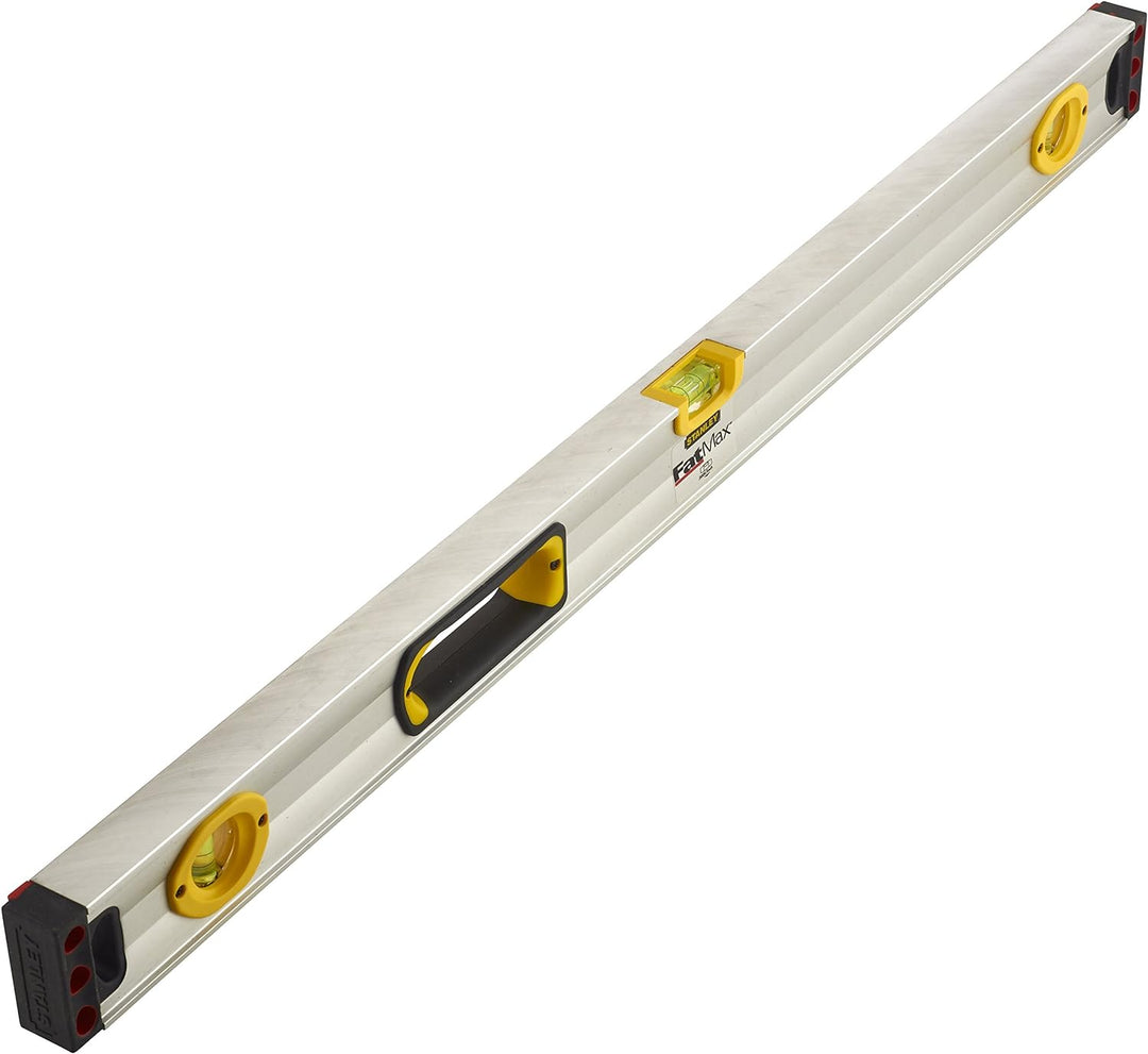 Stanley FatMax Wasserwaage II (90 cm Länge, 1 horizontale/2 vertikale Libellen, Hohlprofil, Aluminiu