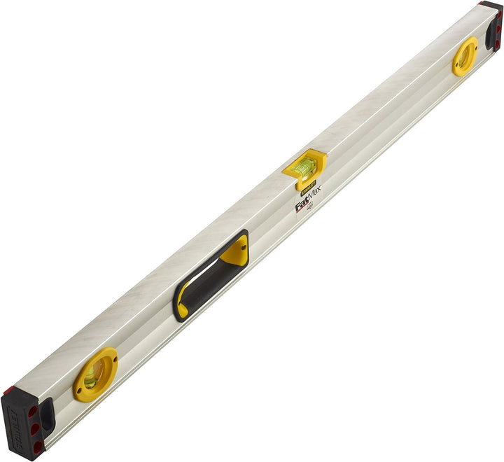 Stanley FatMax Wasserwaage II (90 cm Länge, 1 horizontale/2 vertikale Libellen, Hohlprofil, Aluminiu
