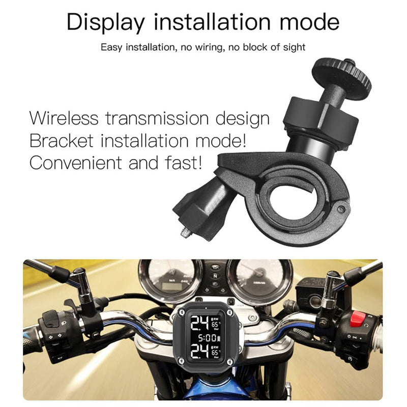 Shkalacar Reifendruck-Kontrollsystem Motorrad TPMS, Drahtloses USB-Lade-TPMS für Motorräder mit 2 ex