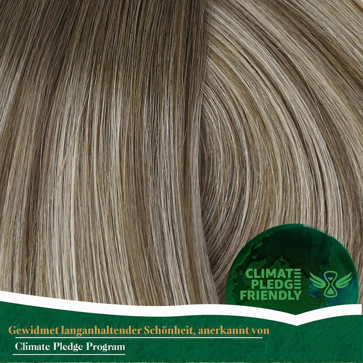 Easyouth Tressen Extensions Echthaar Remy Ombre Blond Tressen Echthaar Mittelbraun Mix Platin Blond
