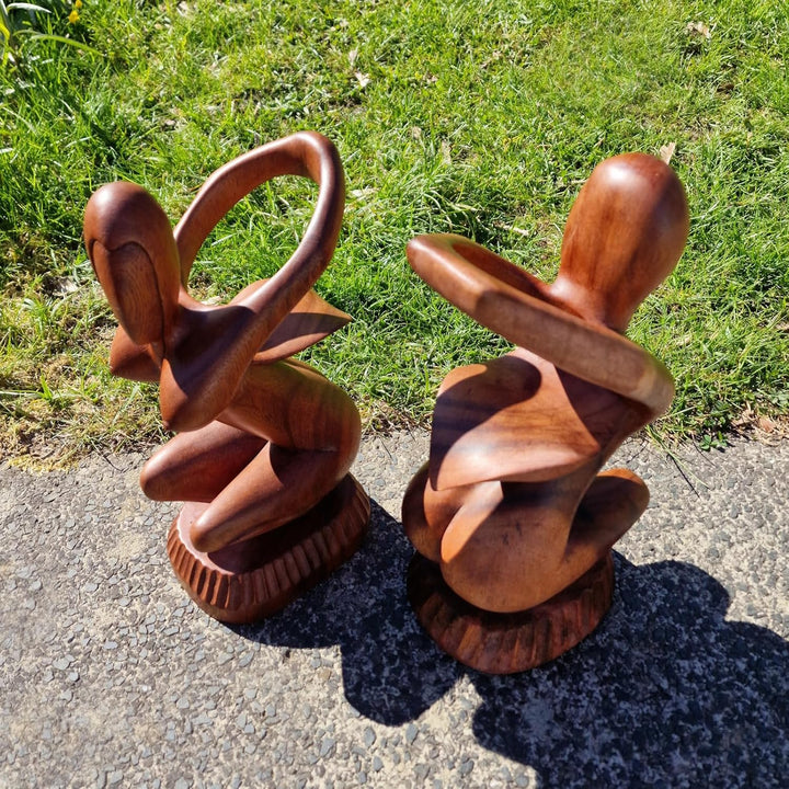 budawi® Weinflaschenhalter Frau Nackt | Holzskulptur aus Bali | Flaschenhalter Holzfigur | Handarbei