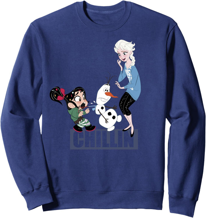 Disney Wreck-It Ralph 2 Elsa Olaf Vanellope Chillin Sweatshirt