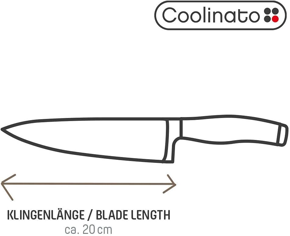 Coolinato Profi Küchenmesser - Kochmesser 20cm, extrem scharf, Japanischer Klingenstahl, Soft Grip G
