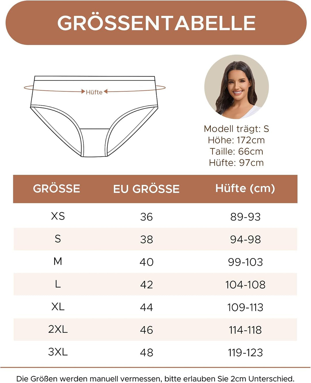 INNERSY Unterhosen Damen Baumwolle Atmungsaktive Hipster Unterwäsche Basic Bequem Panties 6er Pack S