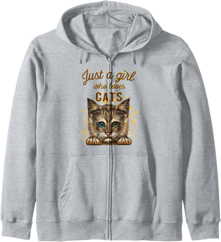 Nur ein Mädchen, das Katzengeschenk liebt Kapuzenjacke