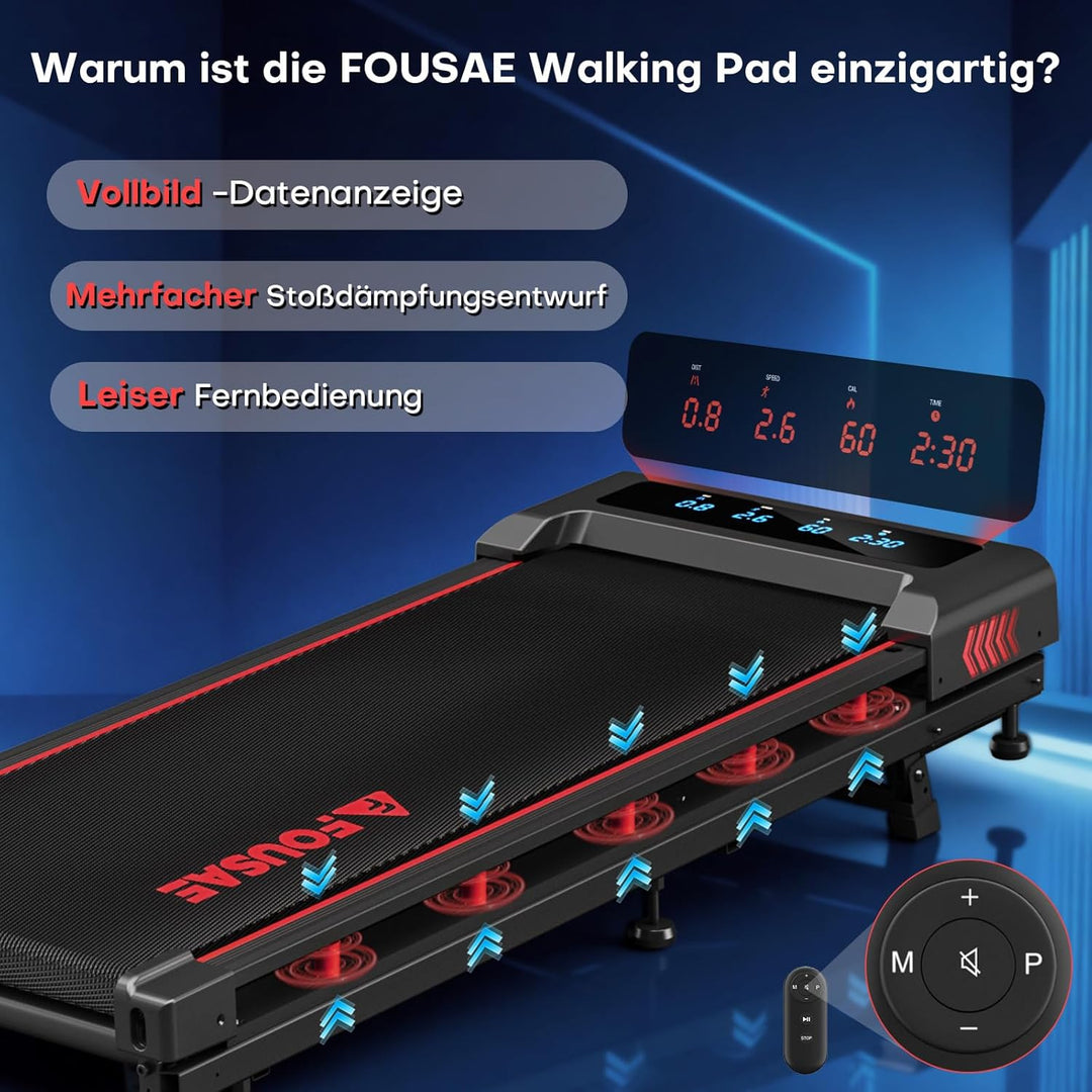Walking Pad, 4-IN-1 Laufband für Zuhause, 1-10KM/H Laufband Schreibtisch mit 9% Steigung, 2.5HP bürs