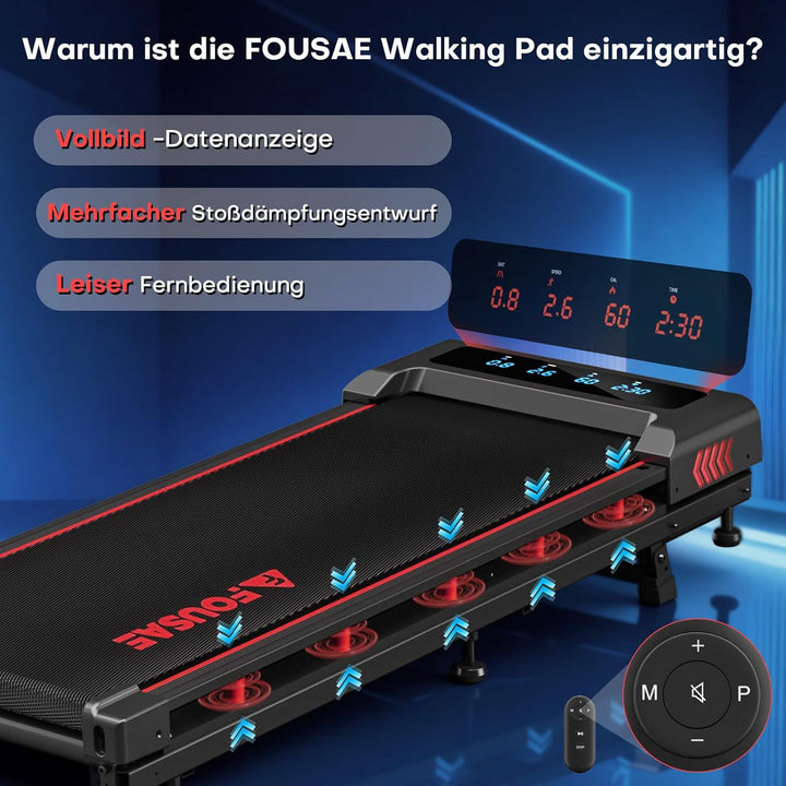 Walking Pad, 4-IN-1 Laufband für Zuhause, 1-10KM/H Laufband Schreibtisch mit 9% Steigung, 2.5HP bürs
