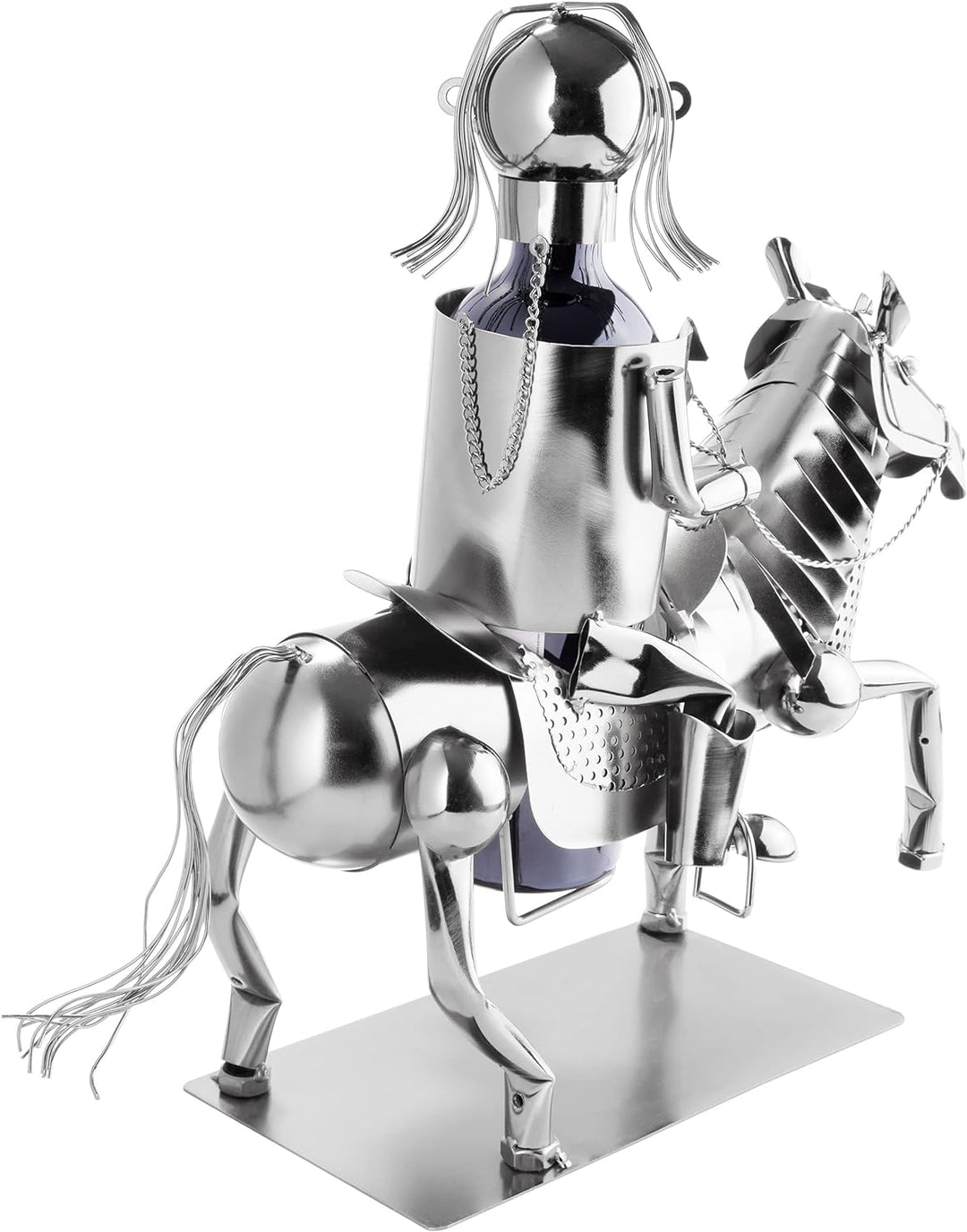 Brubaker Weinflaschenhalter Reiterin - Metall Skulptur Flaschenständer - 43 cm Metallfigur Wein Gesc