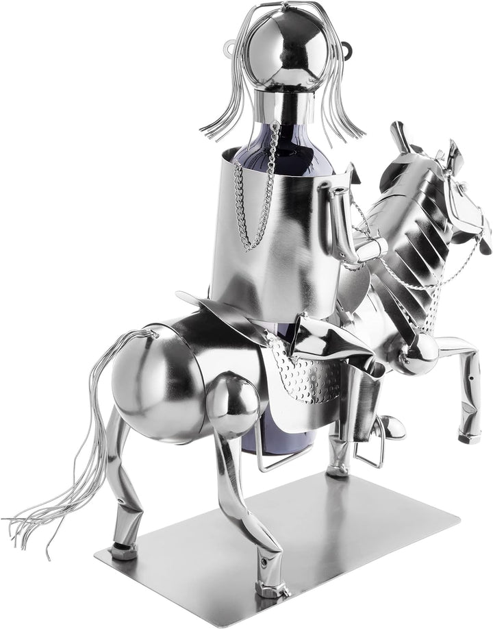 Brubaker Weinflaschenhalter Reiterin - Metall Skulptur Flaschenständer - 43 cm Metallfigur Wein Gesc