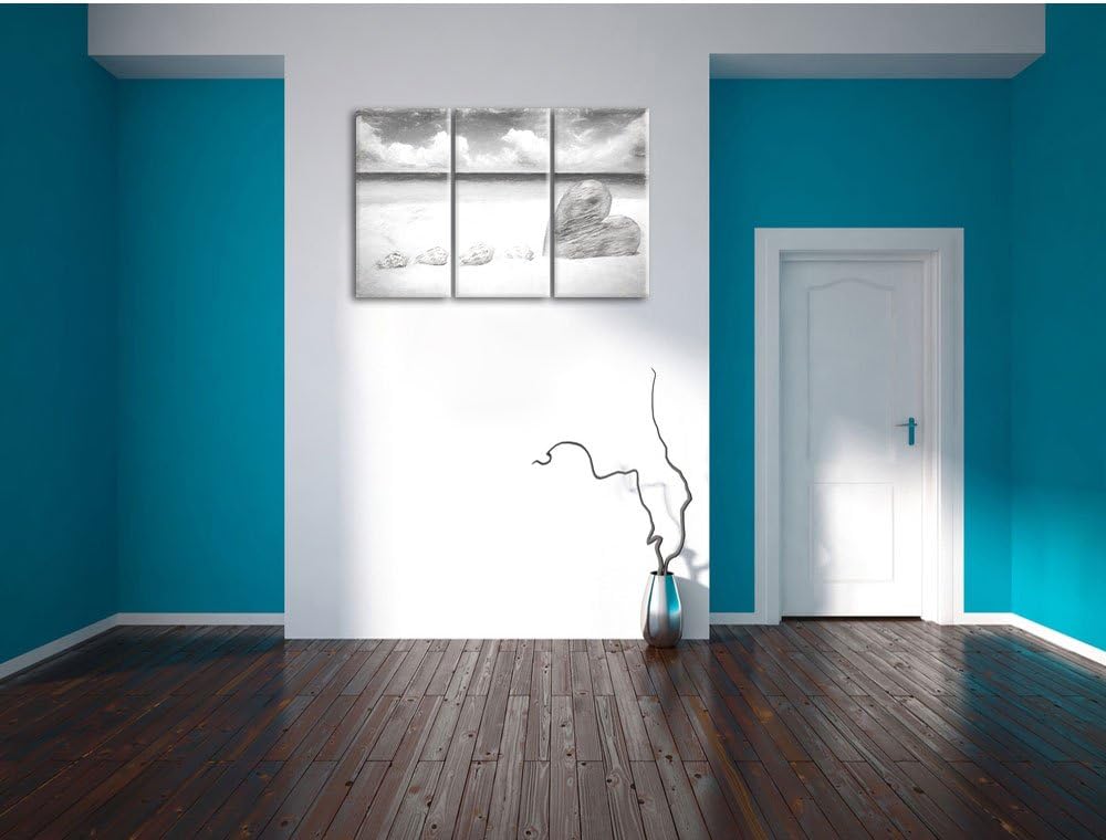 Pixxprint Sandstrand mit Muscheln als Leinwandbild/Grösse: 3 Teilig (120x80) cm/Wandbild/Kunstdruck/