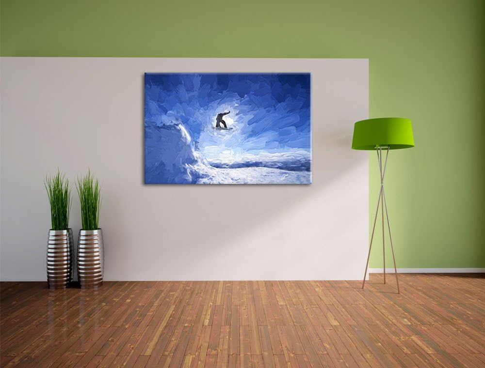 Pixxprint Snowboard Sprung Extremsport als Leinwandbild/Grösse: 100x70 cm/Wandbild/Kunstdruck/fertig