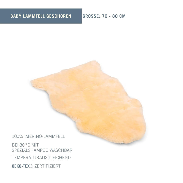 Baby-Lammfell geschoren 70-80cm 70-80 cm, 70-80 cm