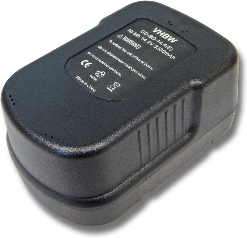 vhbw NI-MH Akku 3300mAh (14.4V) kompatibel mit Elektrowerkzeuge Black & Decker HP146F3K, HP146FBH, H