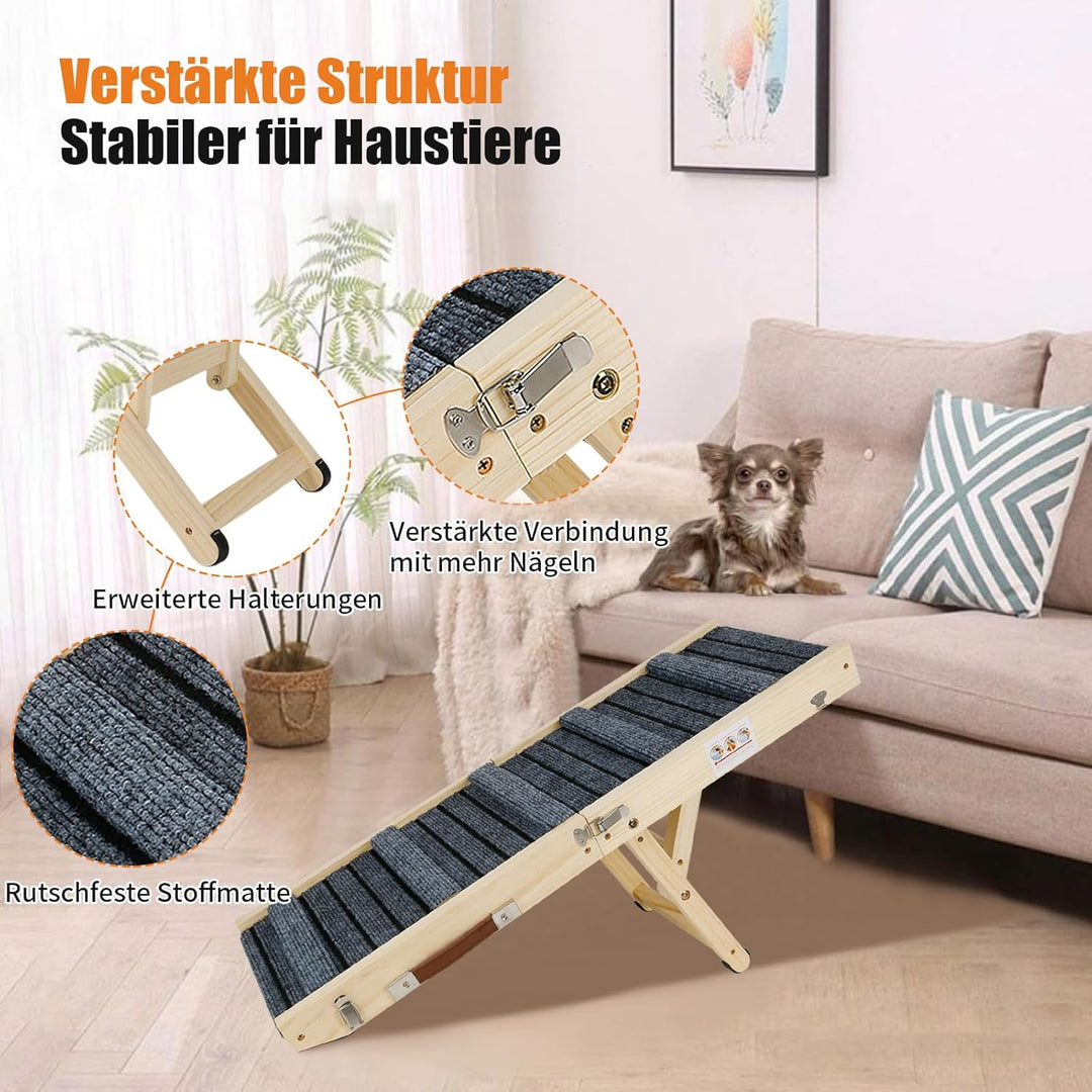 Hunderampe 80cm, Katzenrampe, Hundrampe Auto Klappbar, Höhenverstellbar Hundetreppe, Hunderampe Bett