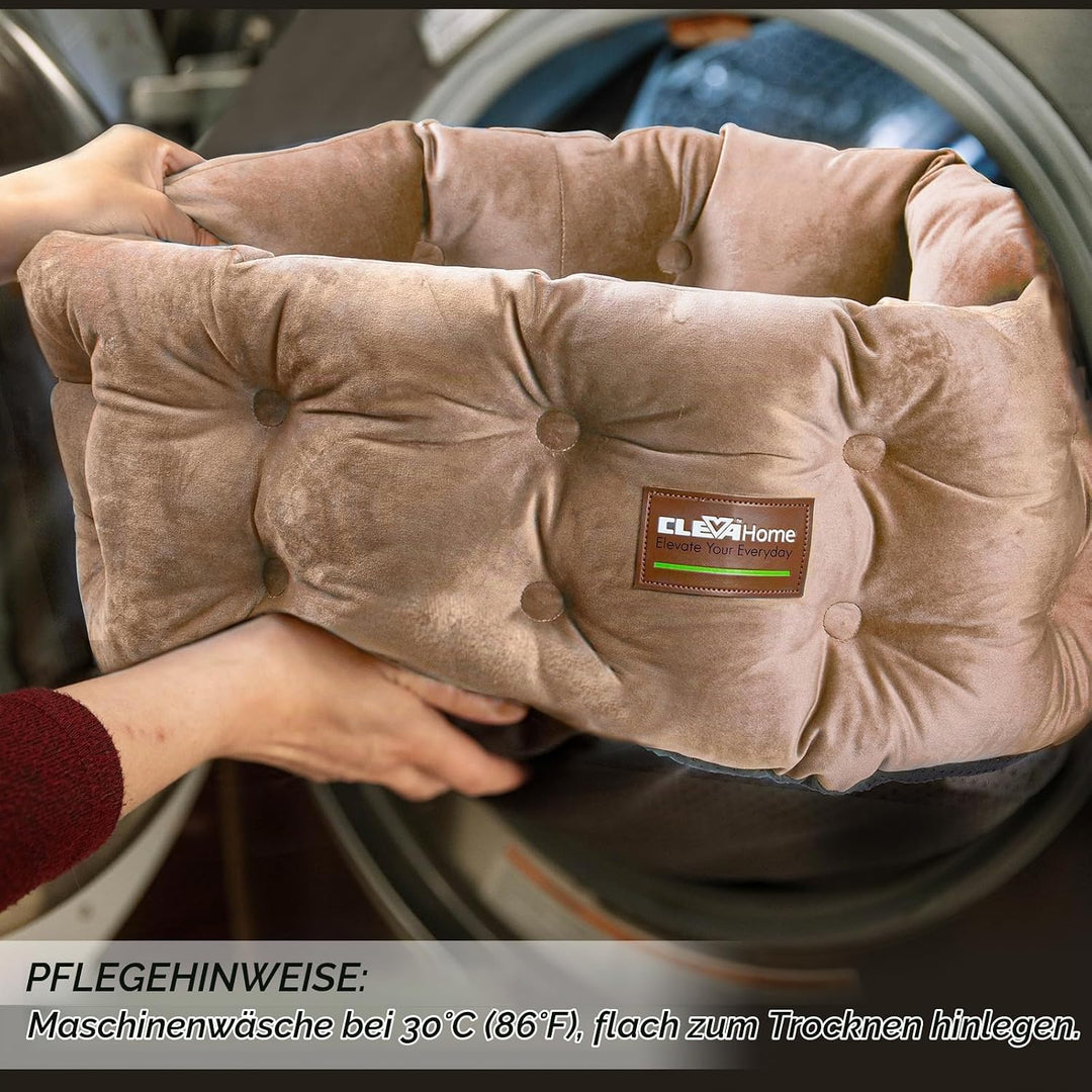 ClevaHome Deep Nest Katzenbett für Katzen bis 7 kg, Rundes Katzenbett für den Innenbereich mit Samto