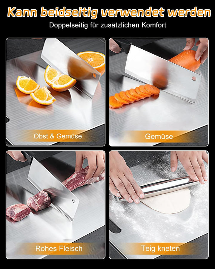 Titan Schneidebrett, S316 Schneidebrett Edelstahl, Titanium Cutting Board, Doppelseitiges Lebensmitt