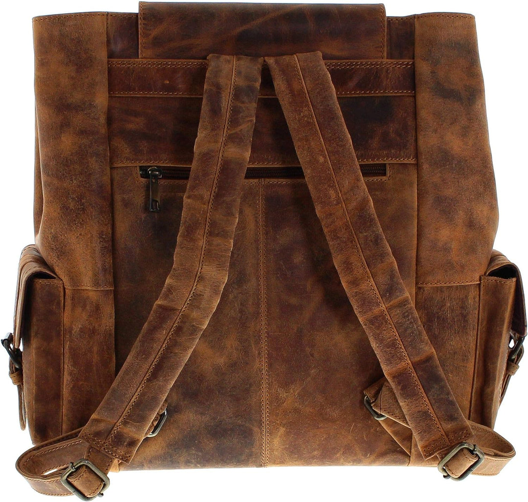 Fashion Boots Unisex Tasche FB Bags 1213 Backbag Red Lederrucksack Braun