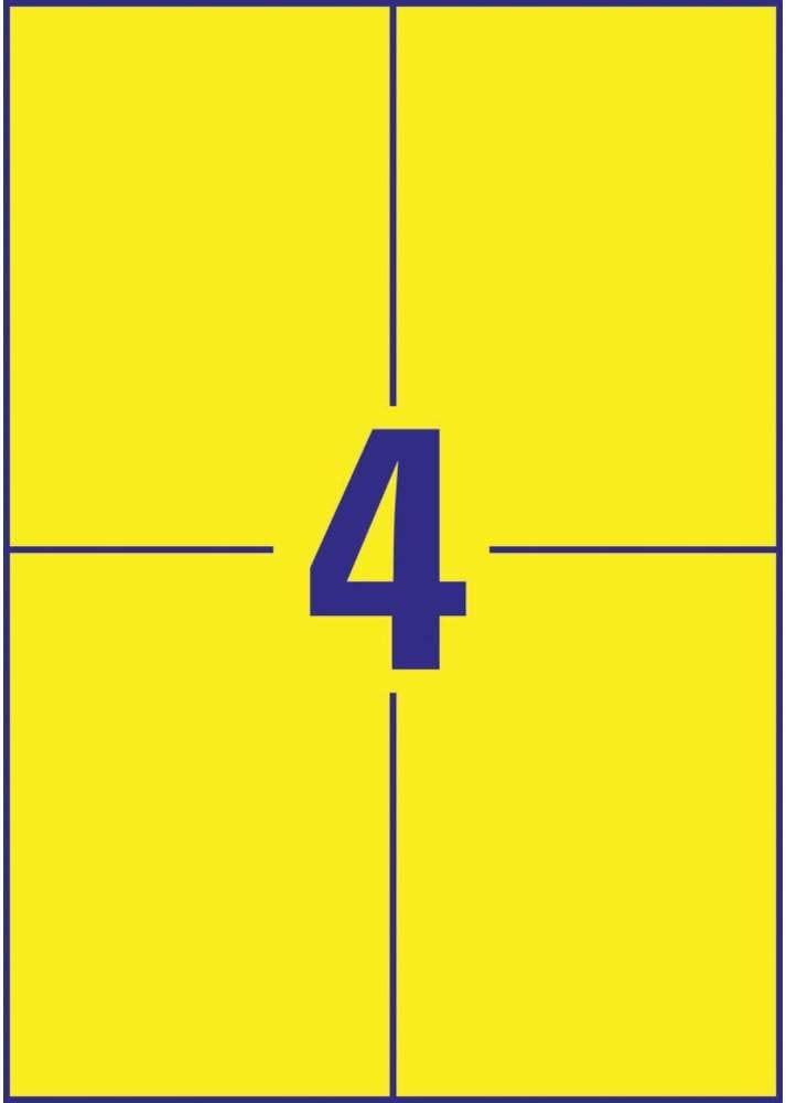 AVERY Zweckform 3459 Gelbe Etiketten (400 Aufkleber, 105x148mm auf A4, permanent haftend, selbstkleb