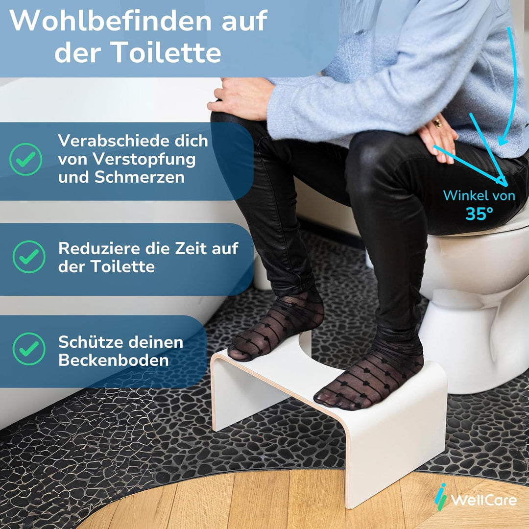 WELL CARE Physiologischer Toilettenhocker Holz weiss - klohocker WC - Made in France - Ermöglicht ho