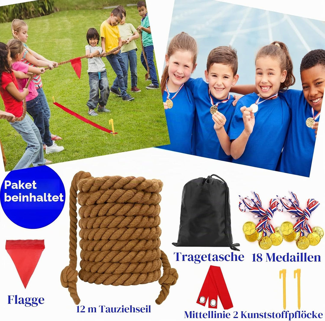 Tauziehen Seilspiel Outdoorspiele Gartenspiele Kindergeburtstag Partyspiele für Kinder und Erwachsen