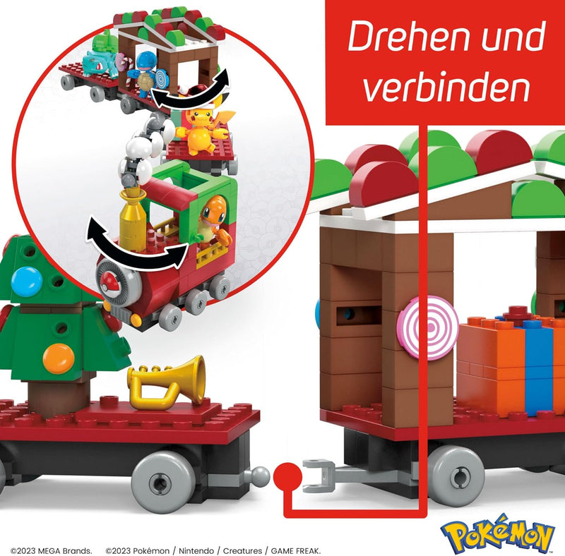 MEGA Pokémon Weihnachtsedition - Pikachu, Bisasam, Glumanda und Schiggy zum Zusammenbauen mit 373 Te