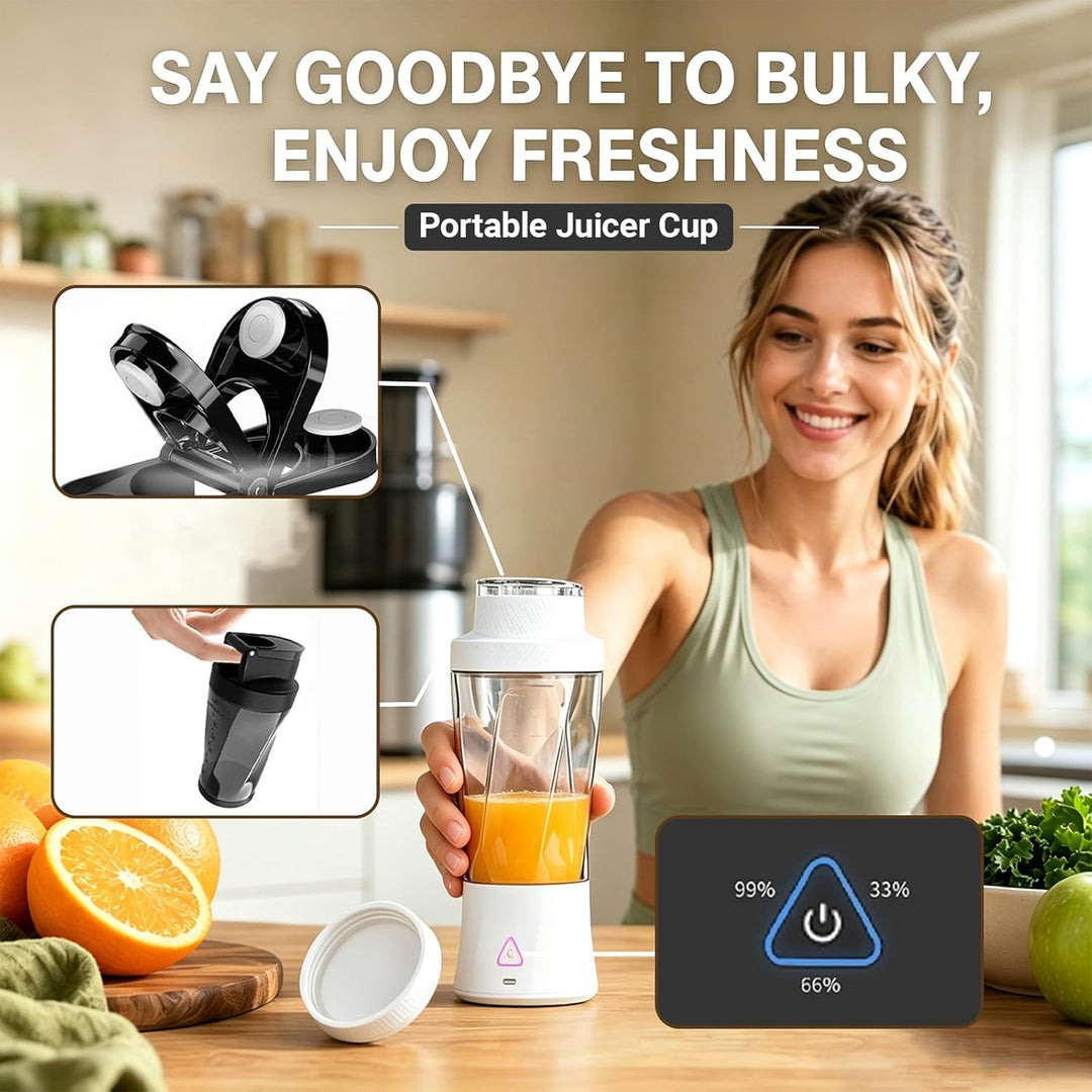 Tragbarer Mixer, 700ml Smoothie Maker to Go, 6-Blatt Portable Blender, Fresh Juice Mixer Flasche, US