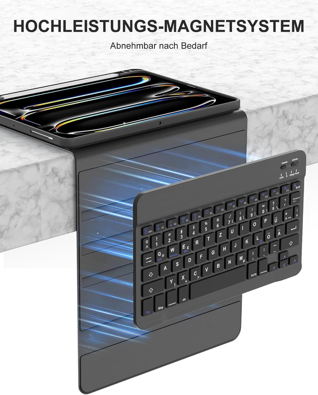 Hülle mit Tastatur für iPad Pro 11" M5/M4 (2025/2024) - Deutsche QWERTZ Tastatur, integrierter Stift