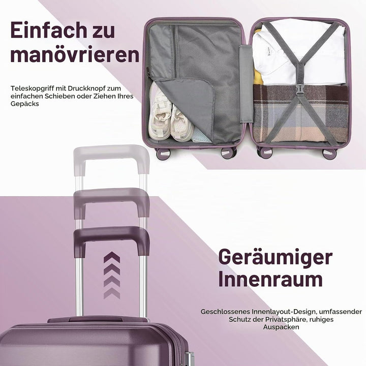 Sea choice Hartschalenkoffer Set 4 Teilig S/M/L/XL Rollkoffer Handgepäck 100% PP Reisekoffer mit 360