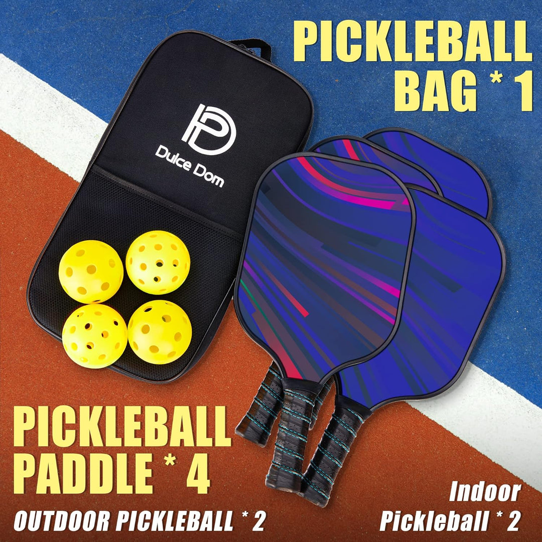 DULCE DOM Pickleball-Paddel, 2er- / 4er-Set, USAPA-genehmigt, Fiberglas/Kohlefaser, Pickleballschläg