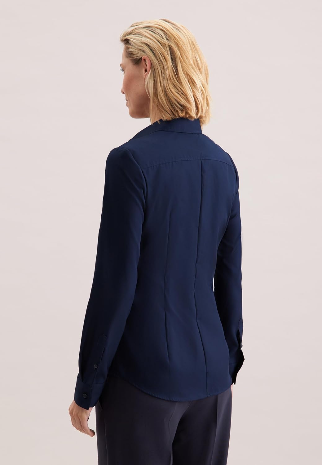 Seidensticker Damen Bluse - City Bluse - Hemdbluse - Slim Fit - Kurzarm - Uni - Stretch 32 Dunkelbla