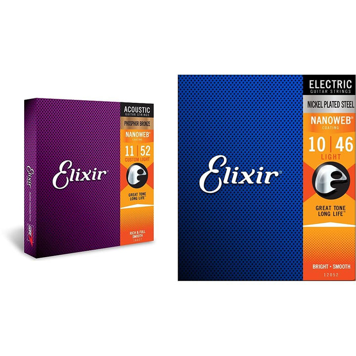 Elixir 16027 Saiten Phosphor Bronze Akustik-Gitarrensaiten mit NANOWEB Beschichtung, Custom Light (.