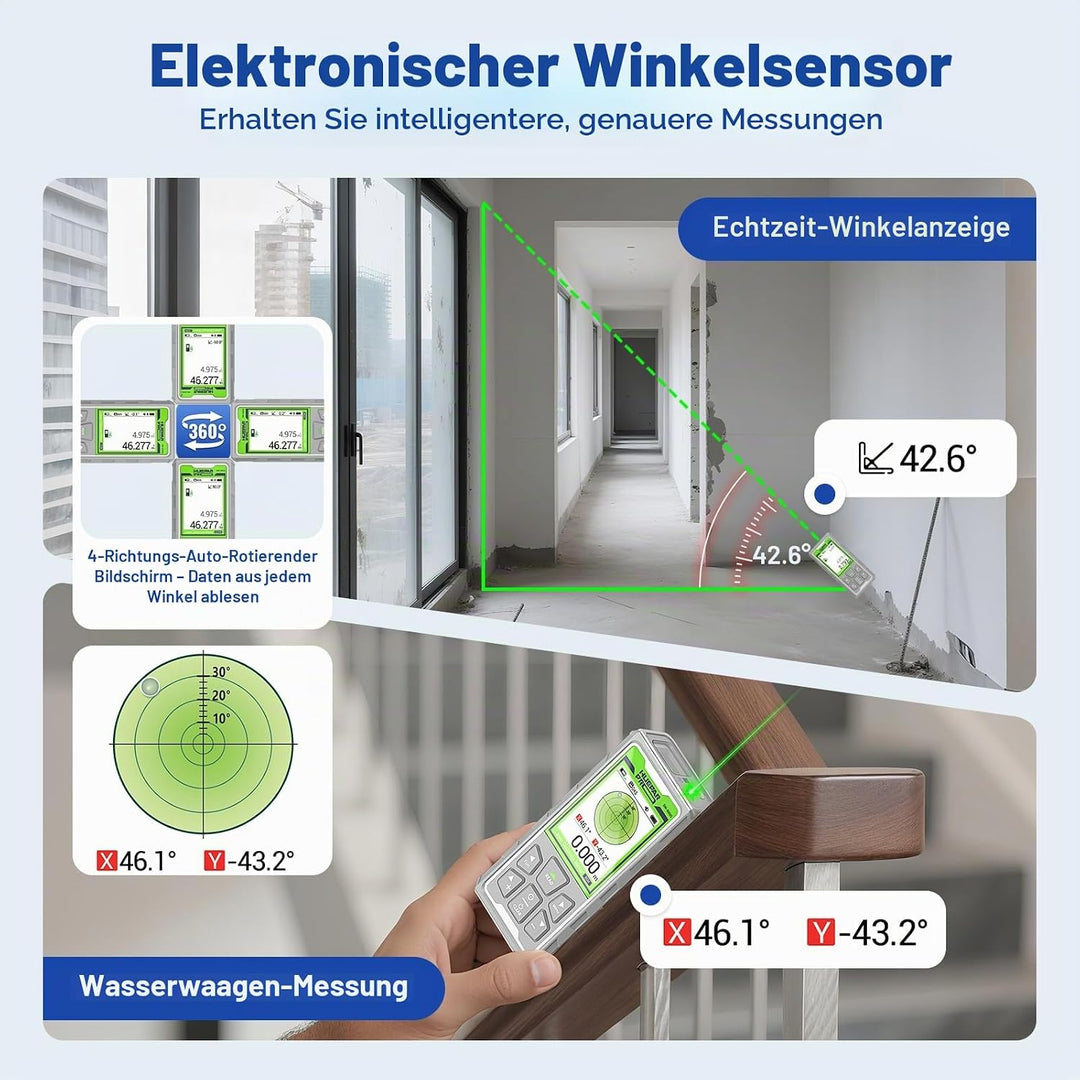 Huepar Pro Outdoor Laser Entfernungsmesser mit Kamera & Bluetooth 80m, 80m