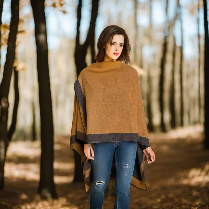 MELIFLUOS DESIGNED IN SPAIN Damen Schal Wrap Poncho Ruana Cape Cardigan Pullover Open Front für Früh