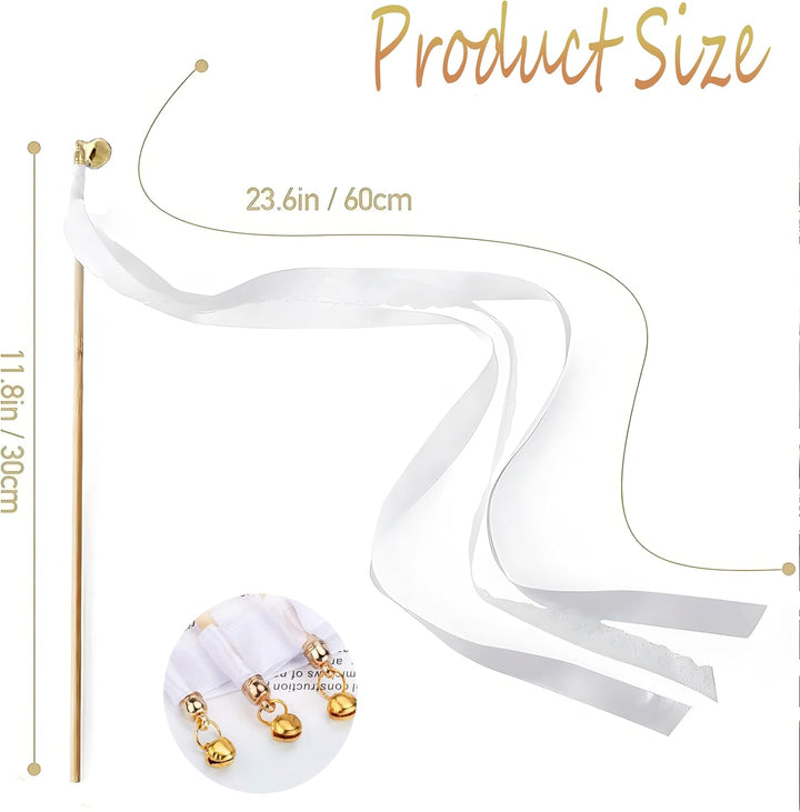 50 Stück Wedding Wands Hochzeit mit Glocke,Zauberstäbe Hochzeit Luftschlangen,Seidenfeenstab,Wedding