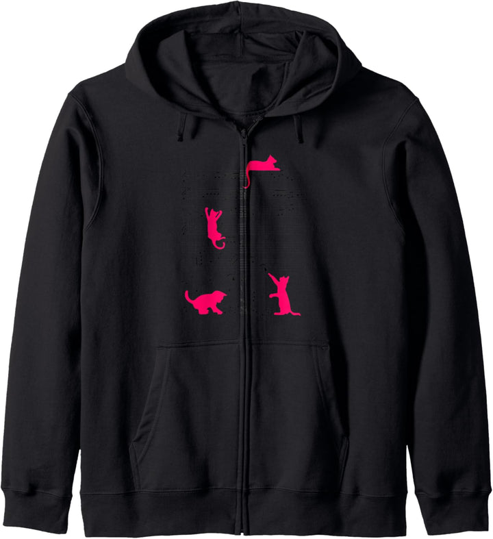 Niedliche Katze Musiknote Musiker Pink Kapuzenjacke