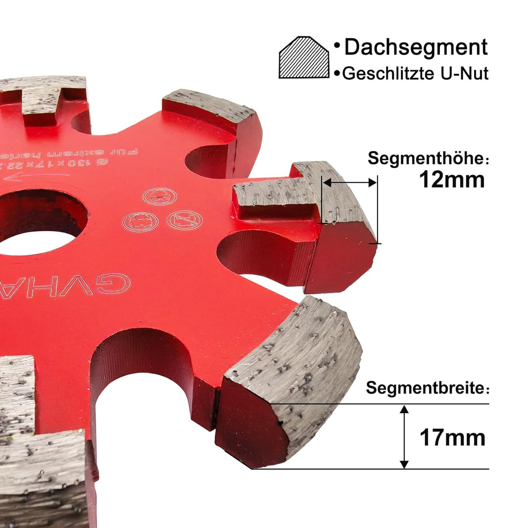 Diamant Frässcheibe/Räumscheibe130mm, 8 U-Segmente 17 mm Räumscheibe für Fussbodenheizung Sehr Harte