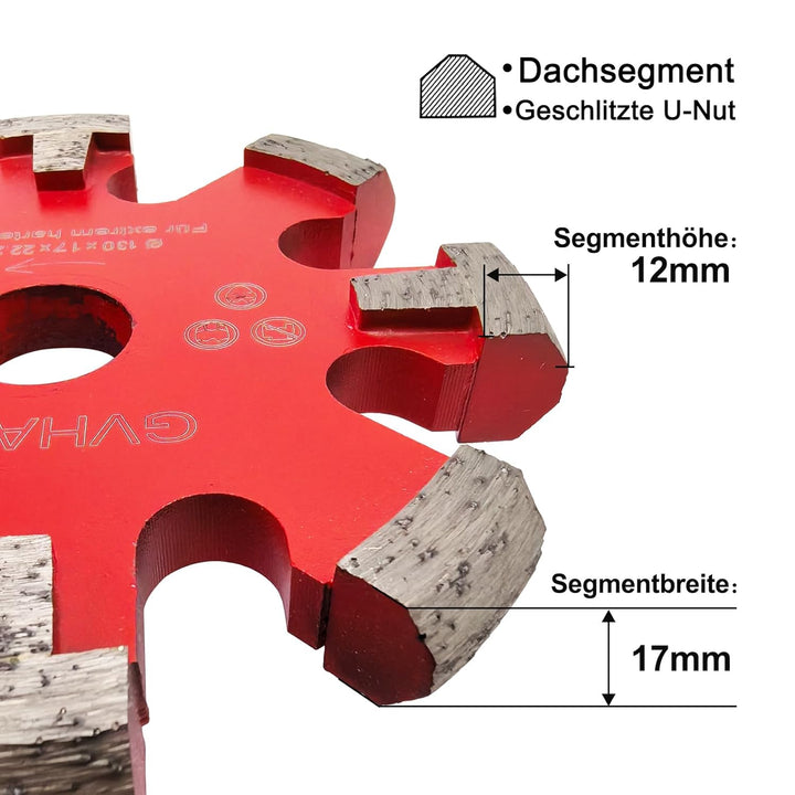 Diamant Frässcheibe/Räumscheibe130mm, 8 U-Segmente 17 mm Räumscheibe für Fussbodenheizung Sehr Harte